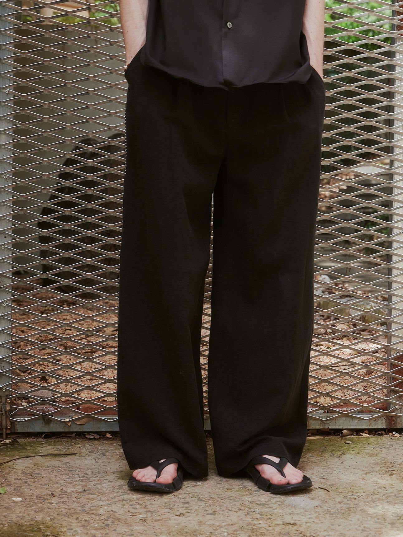Draped Linen Blend Pants
