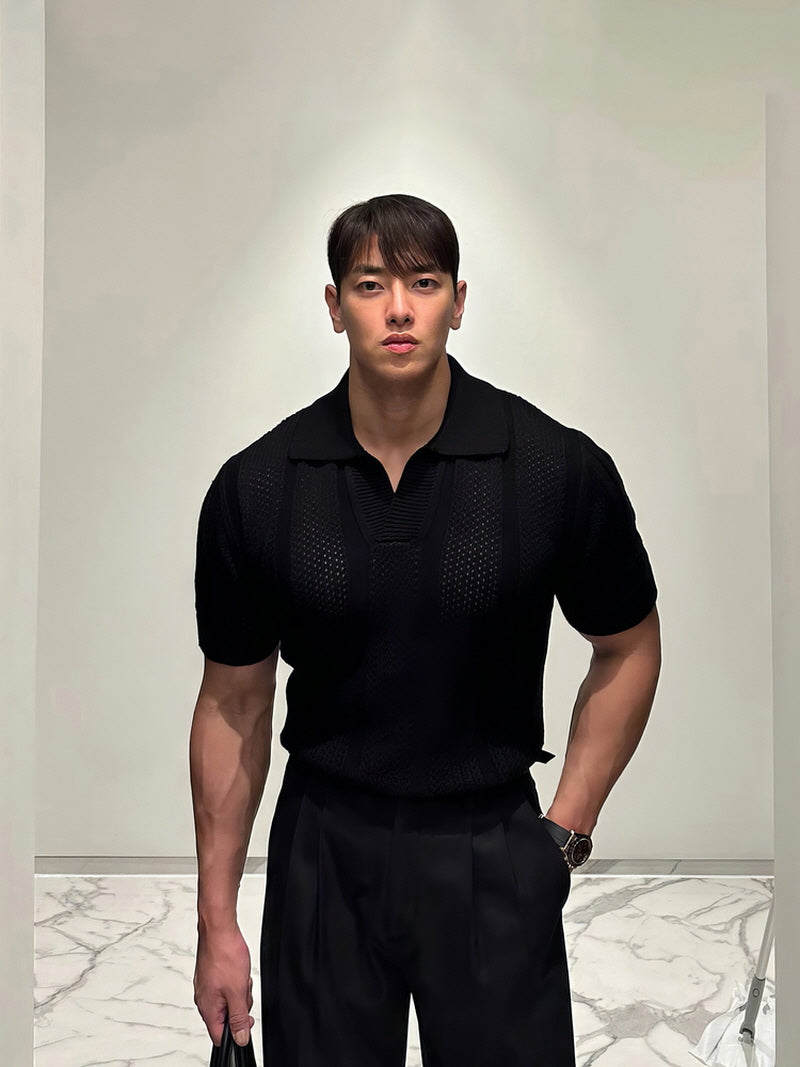 Summer Casual Mesh Knit Polo