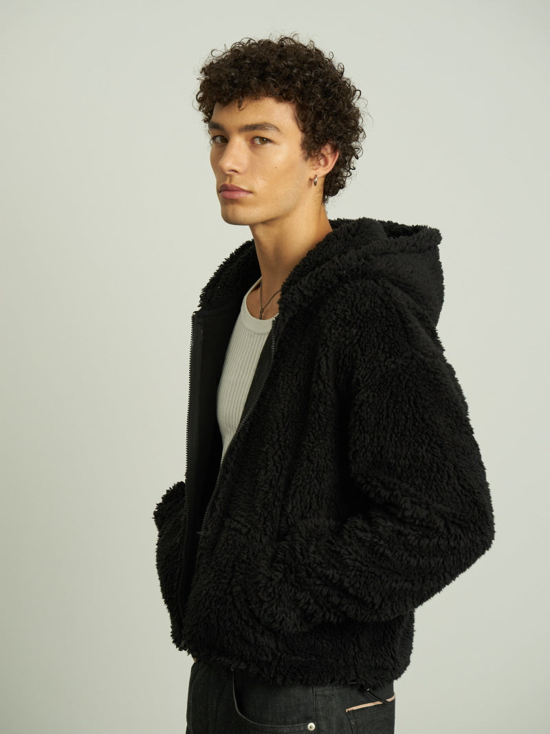 Short Wide Shearling Sweatshirt