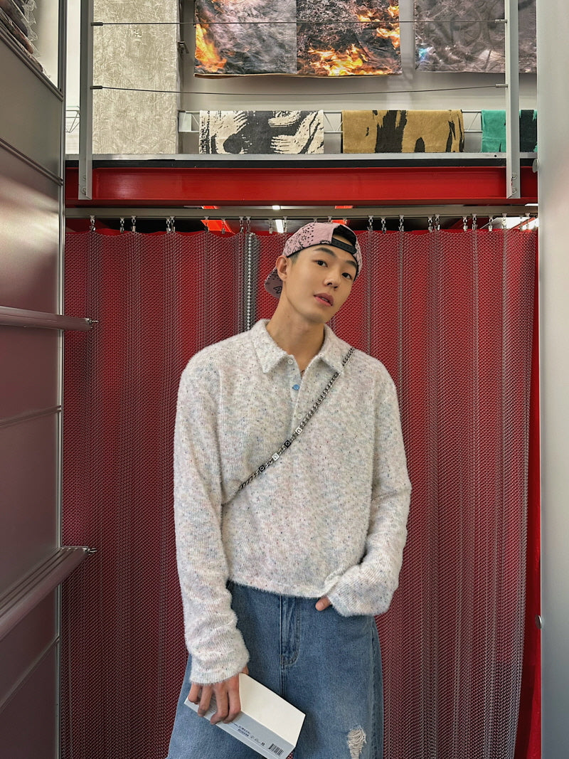 Cozy Furry Polo Sweater