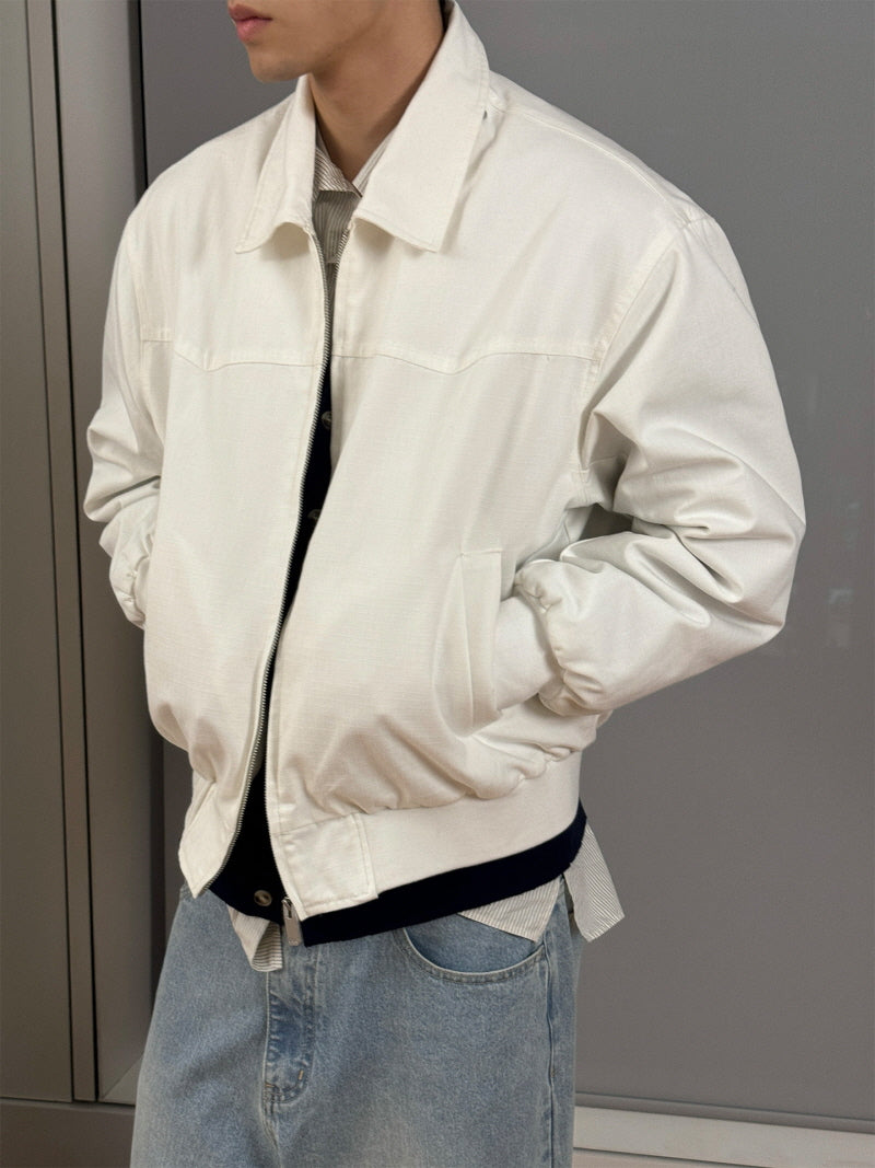 White Padded Harrington Jacket