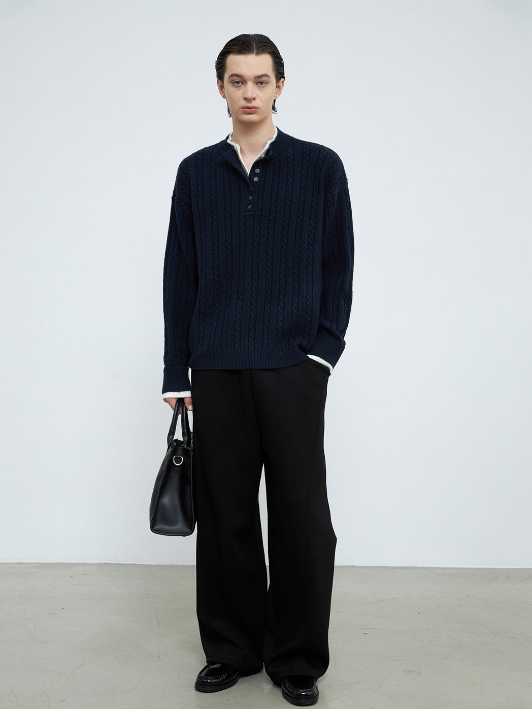 Jacquard Wool Blend Henry Knit