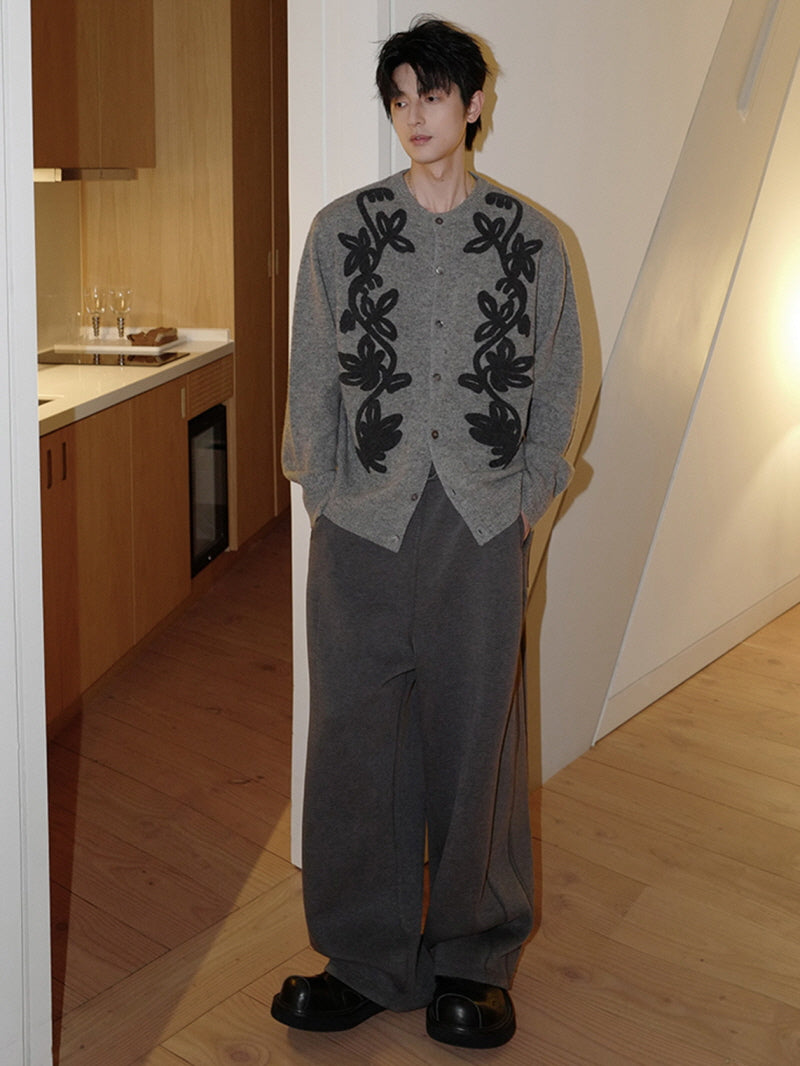 Floral Wool Knit Cardigan