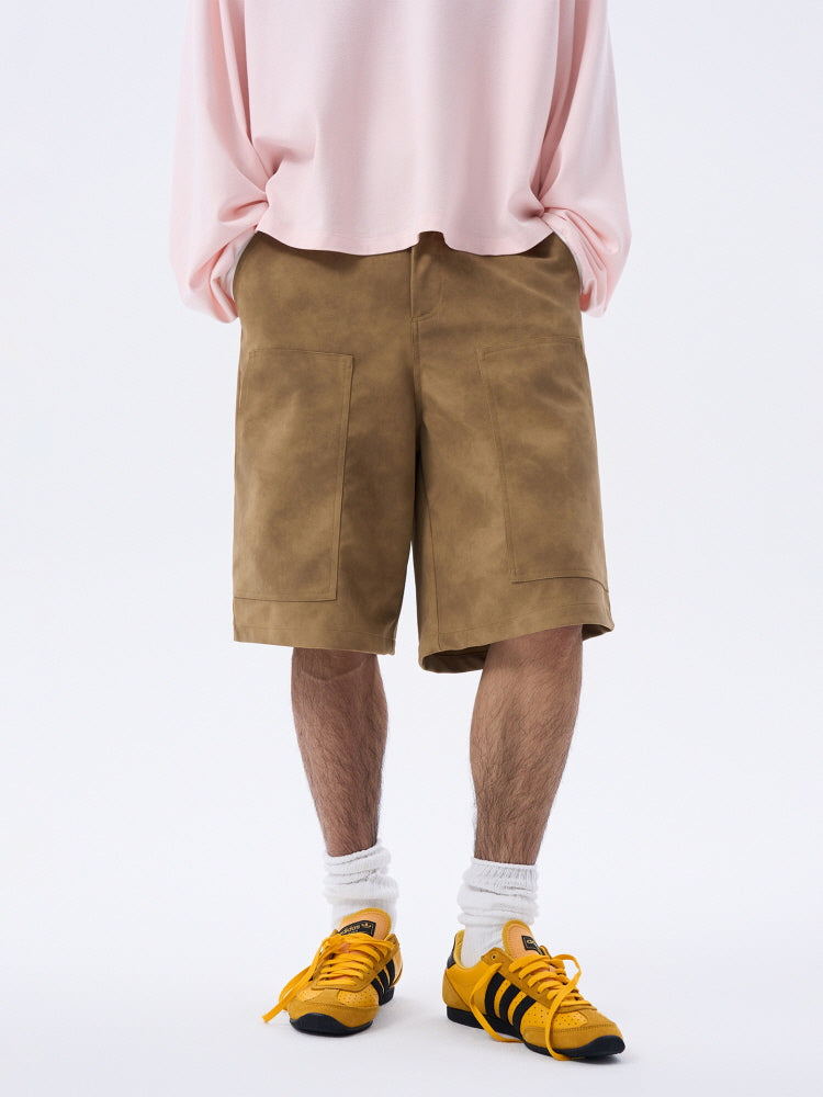 Beige Suede Cargo Pants