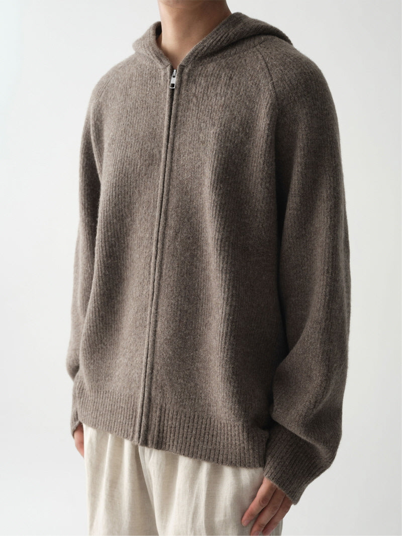 Chunky Hood Zip Knit Jacket