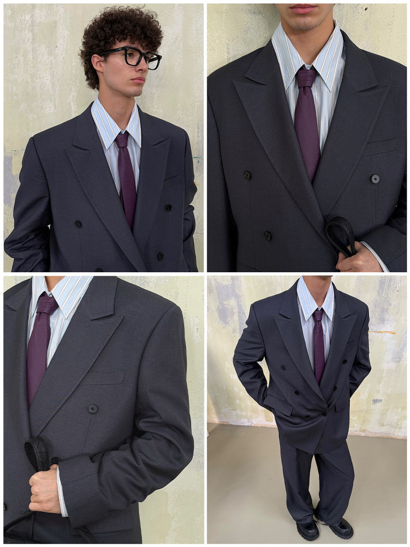 Grey Double-Breasted Blazer
