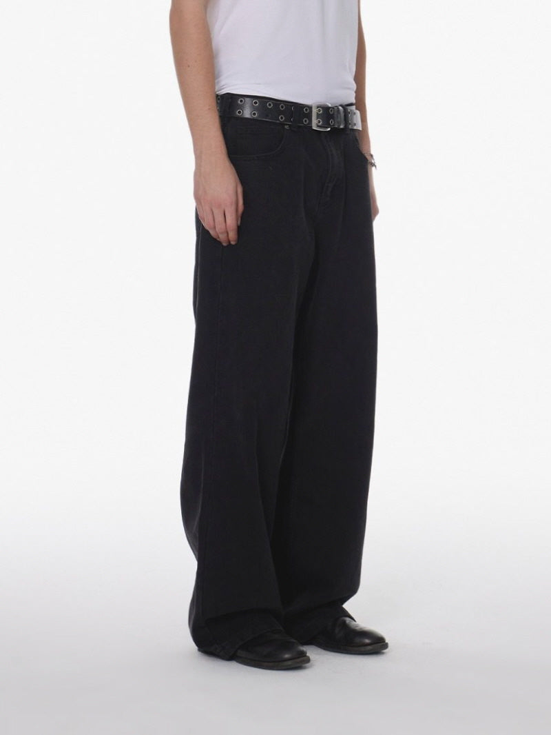 Low Rise Wide Black Jeans