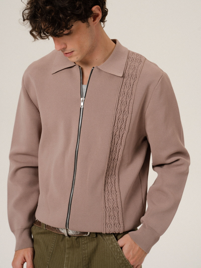 Cropped Jacquard Zip Jacket