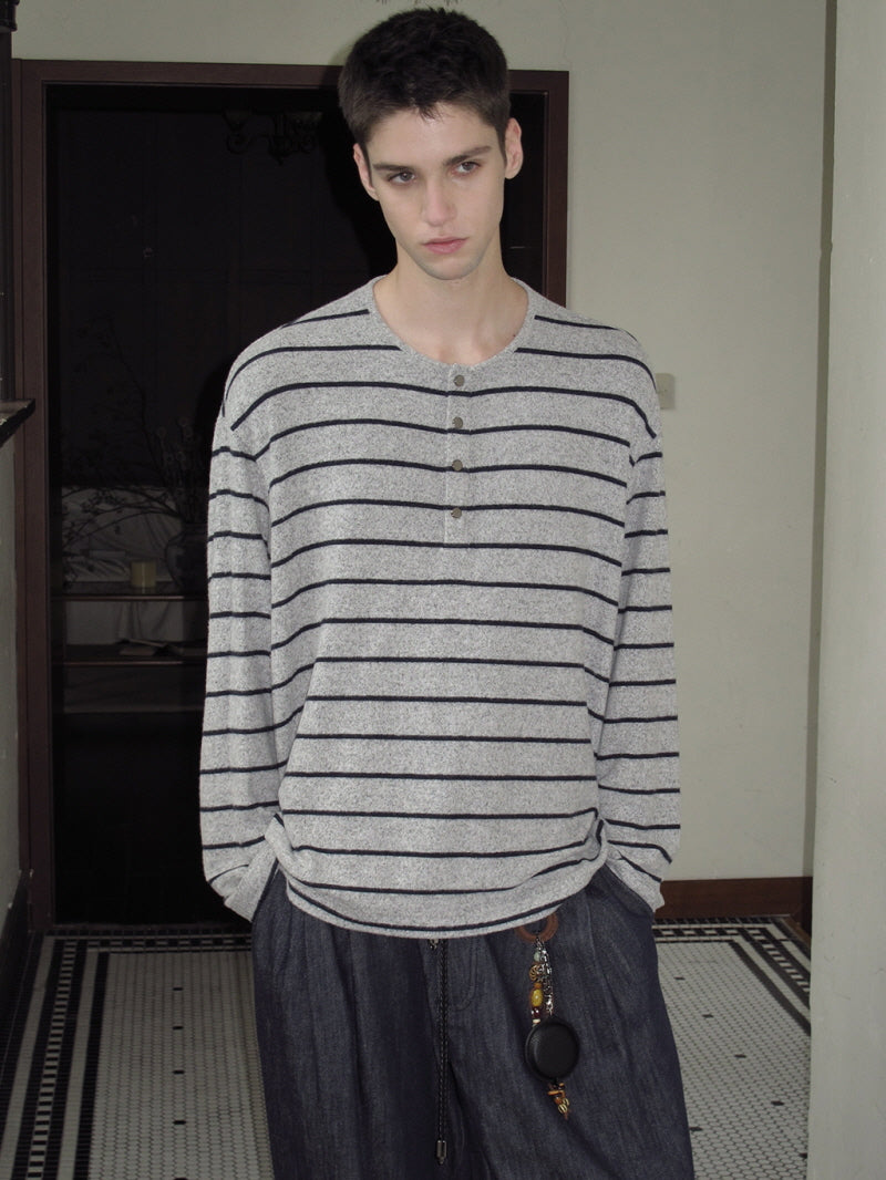 Boyfriend Stripe Button Tee