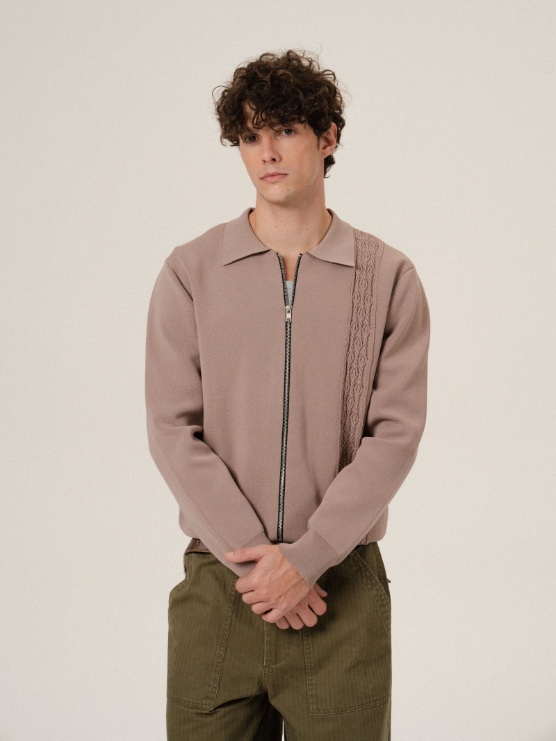 Cropped Jacquard Zip Jacket