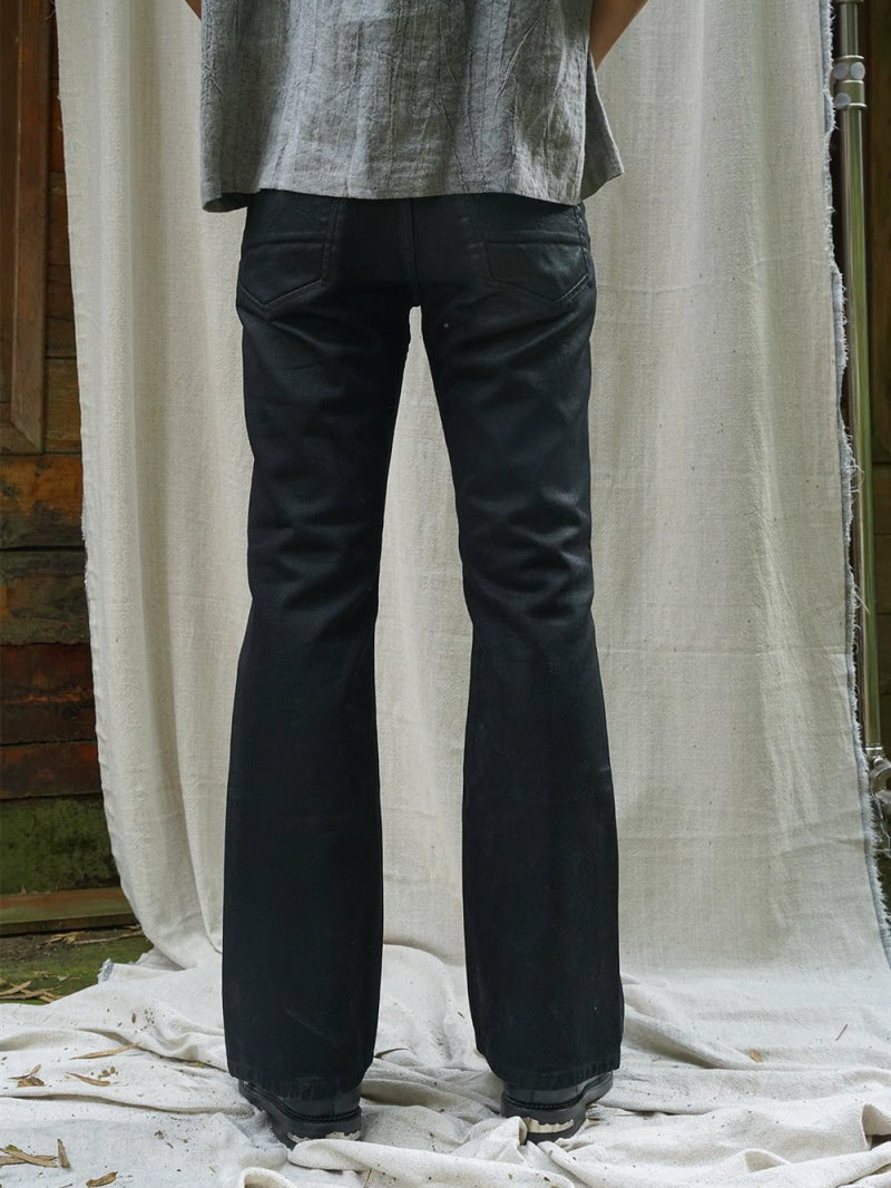 Black Wax Flare Jeans