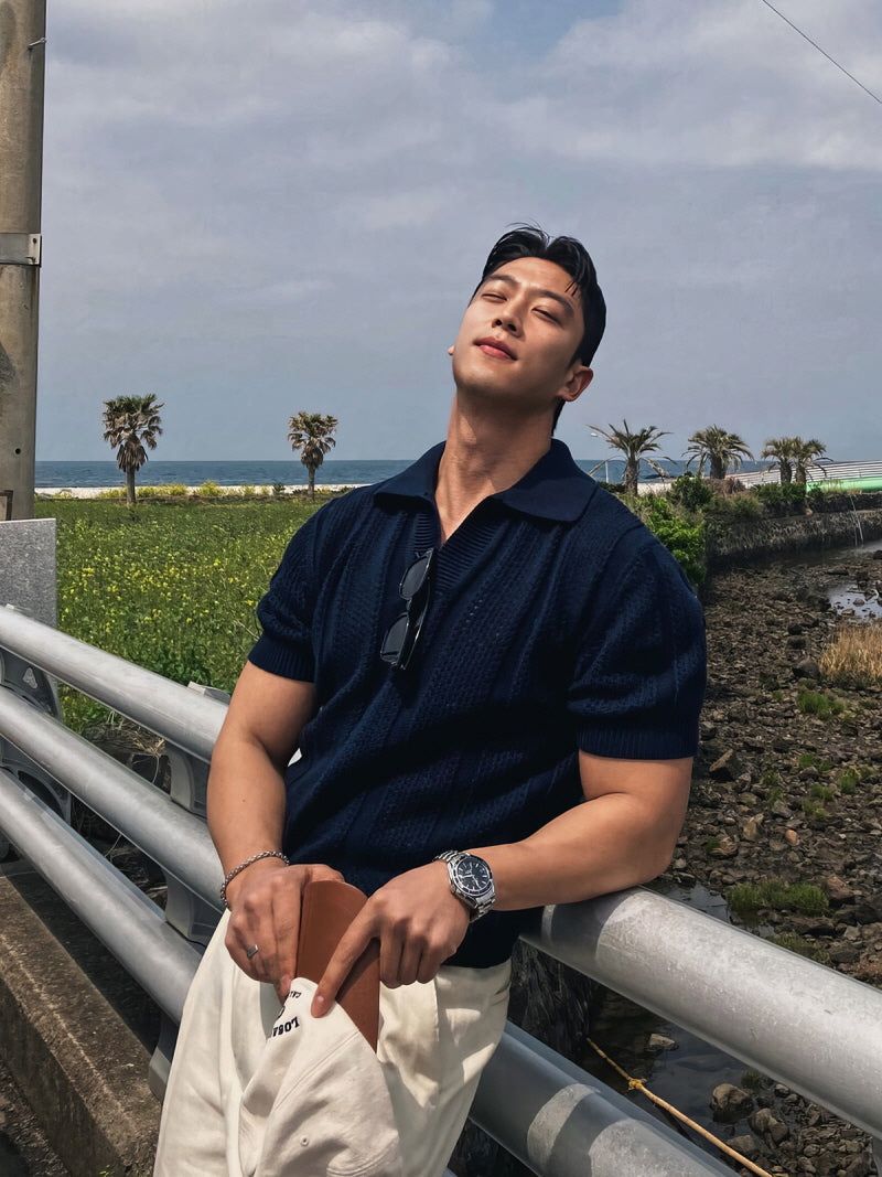 Premium Knit Polo with Subtle Cutouts