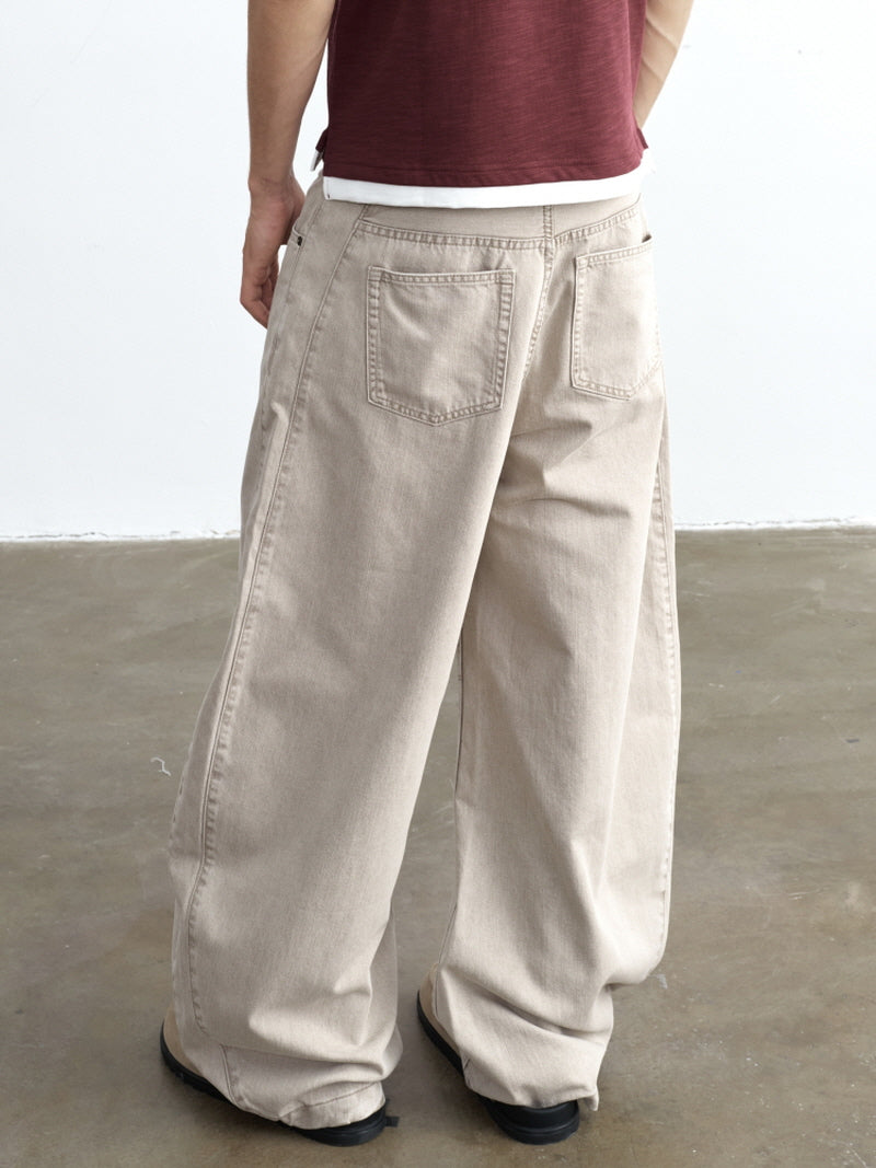 Distressed Khaki Beige Jeans