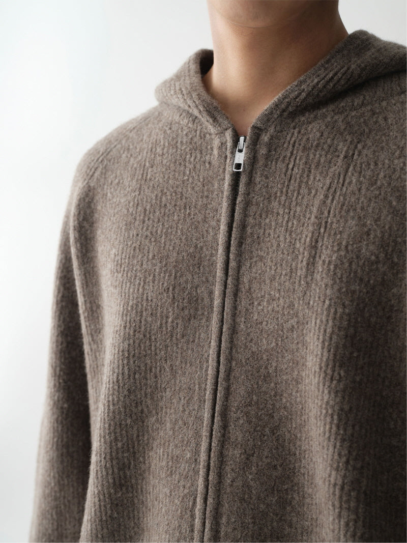Chunky Hood Zip Knit Jacket