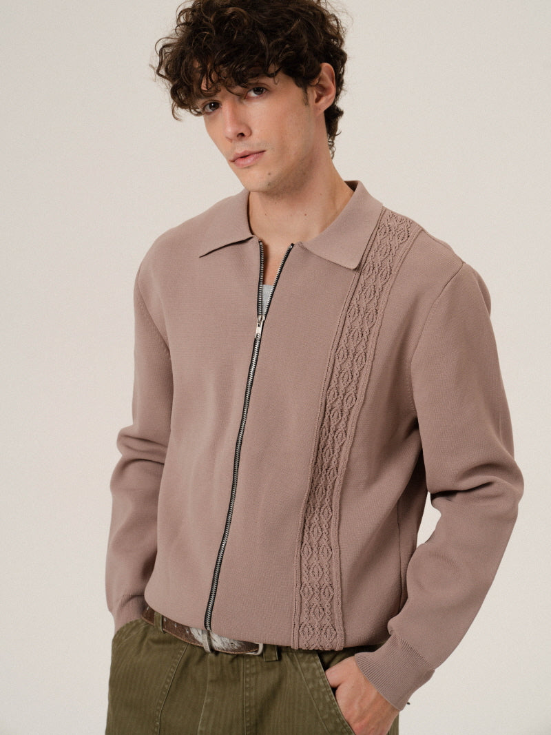 Cropped Jacquard Zip Jacket