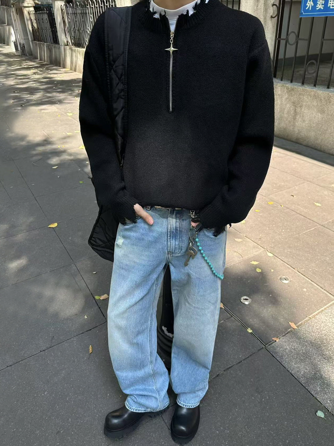 Ice Blue Washed Baggy Jeans