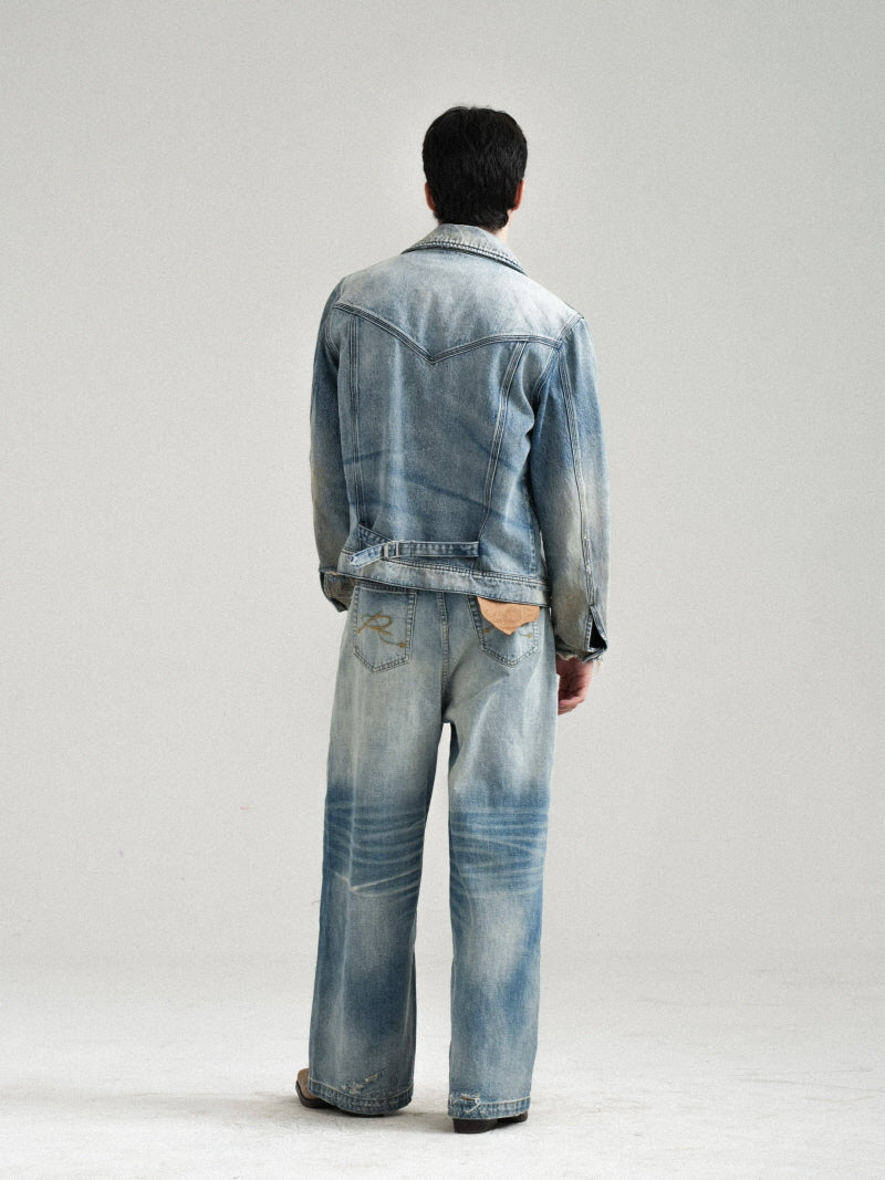 Gradient Zip Denim Jacket