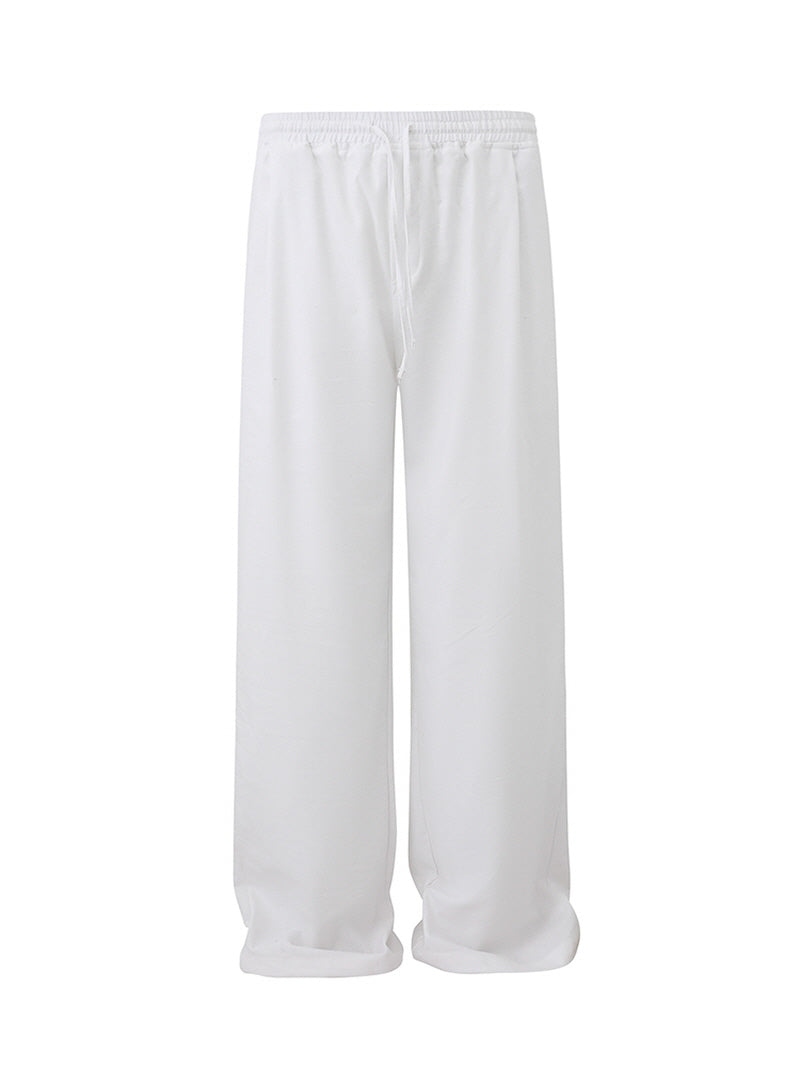 White Linen Wide Casual Pants