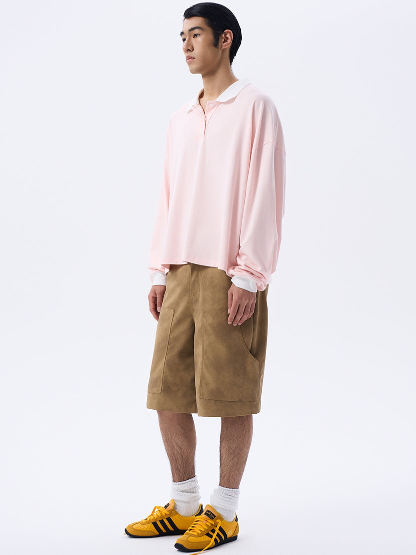Beige Suede Cargo Pants