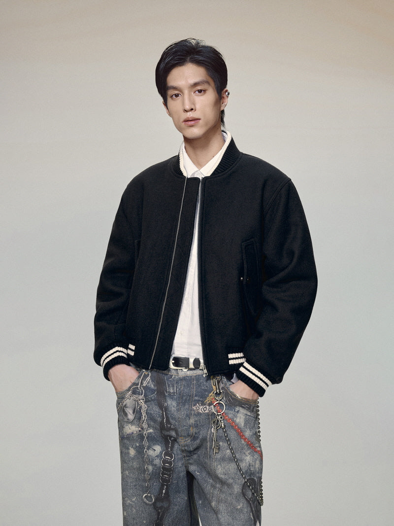Wool Blend Padded Bomber