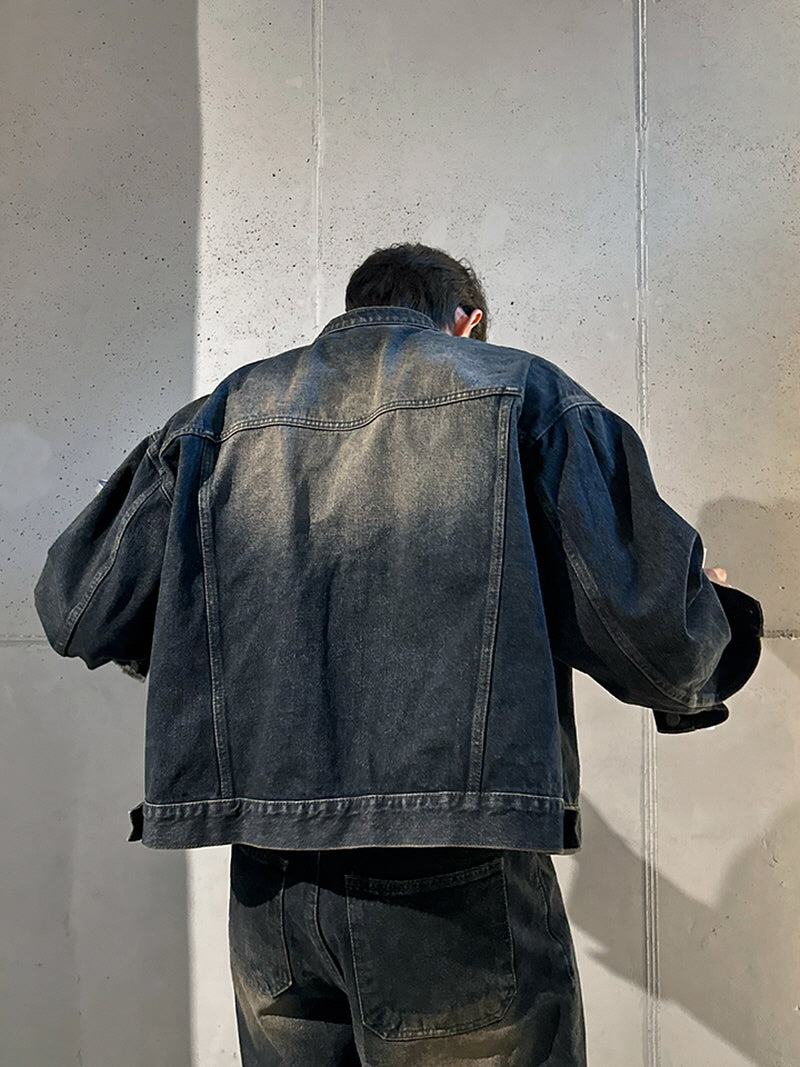 Vintage Stand Collar Denim Jacket