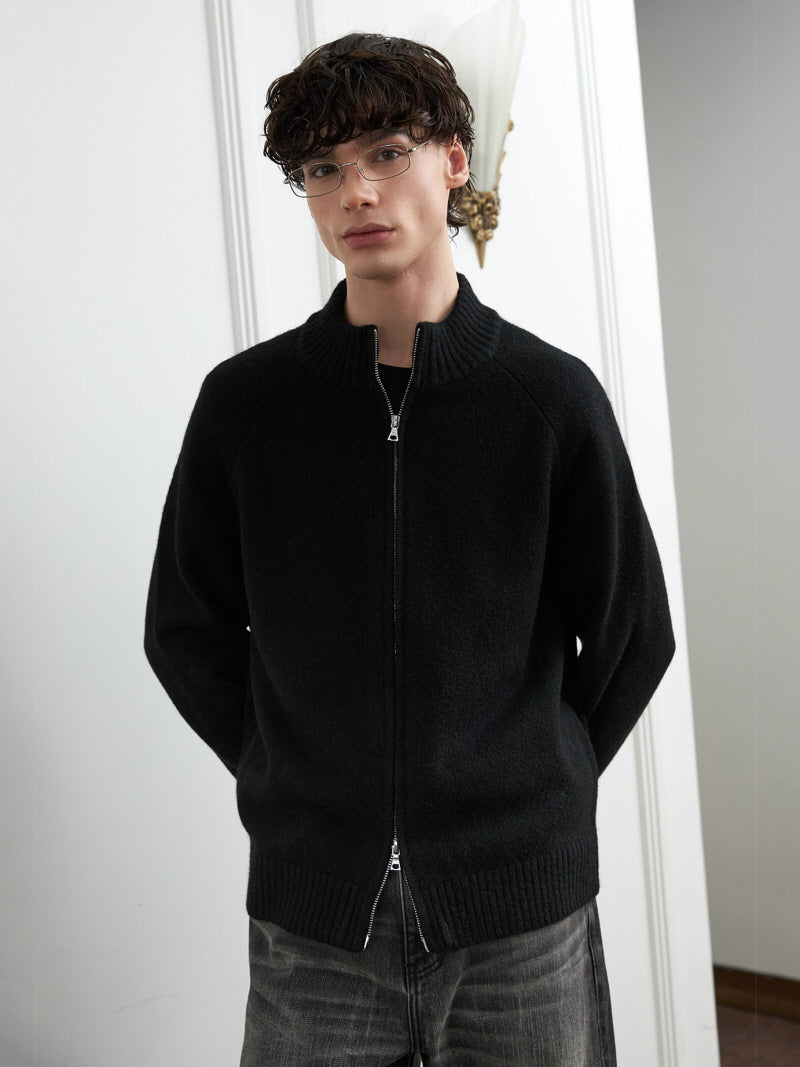 Wool Blend Zip Cardigan