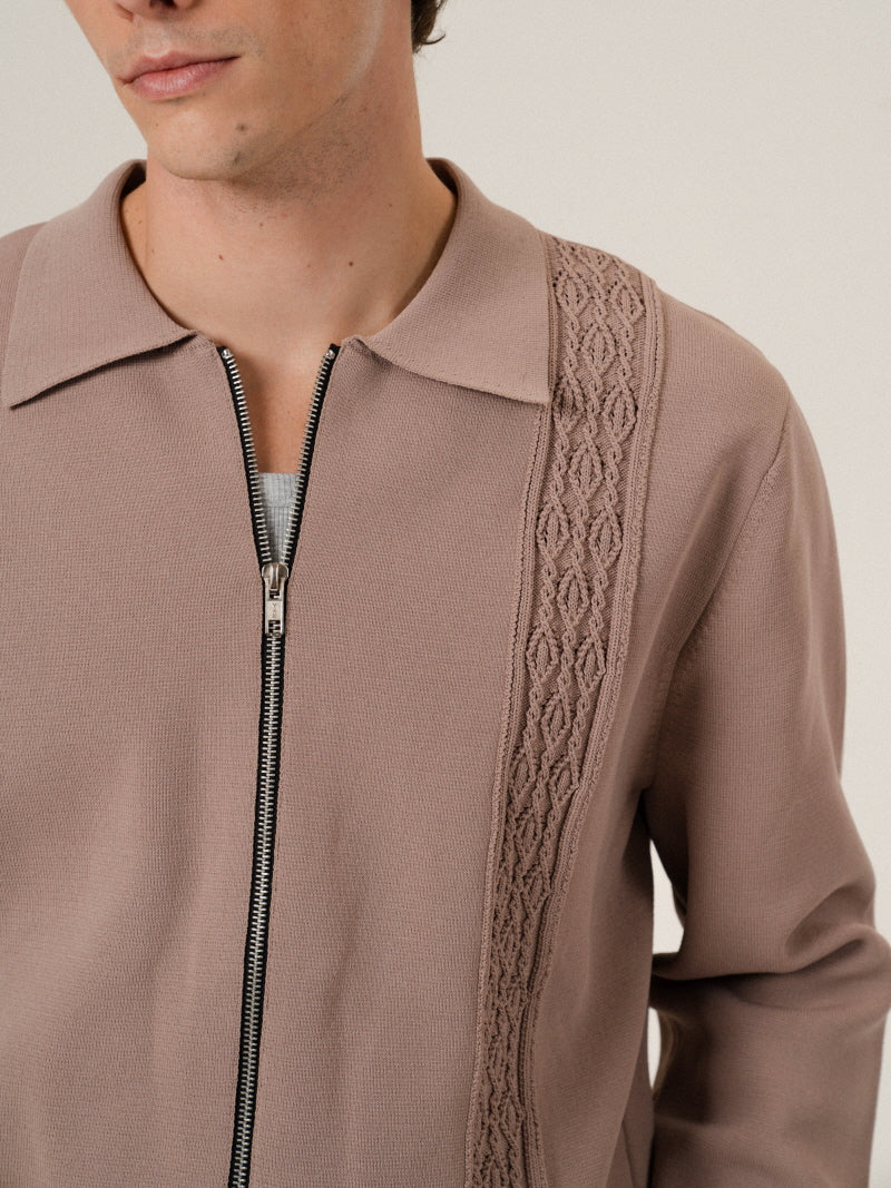 Cropped Jacquard Zip Jacket