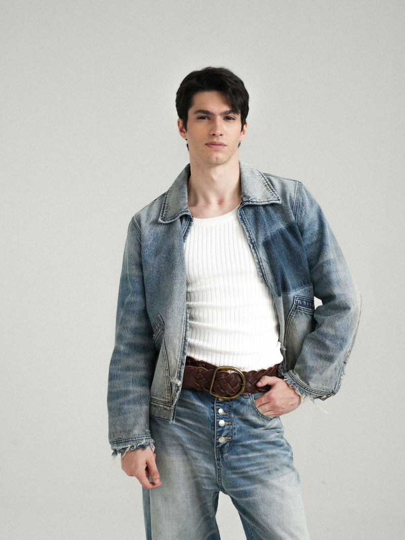 Gradient Zip Denim Jacket