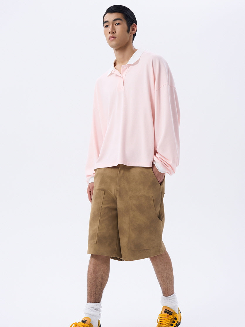 Beige Suede Cargo Pants