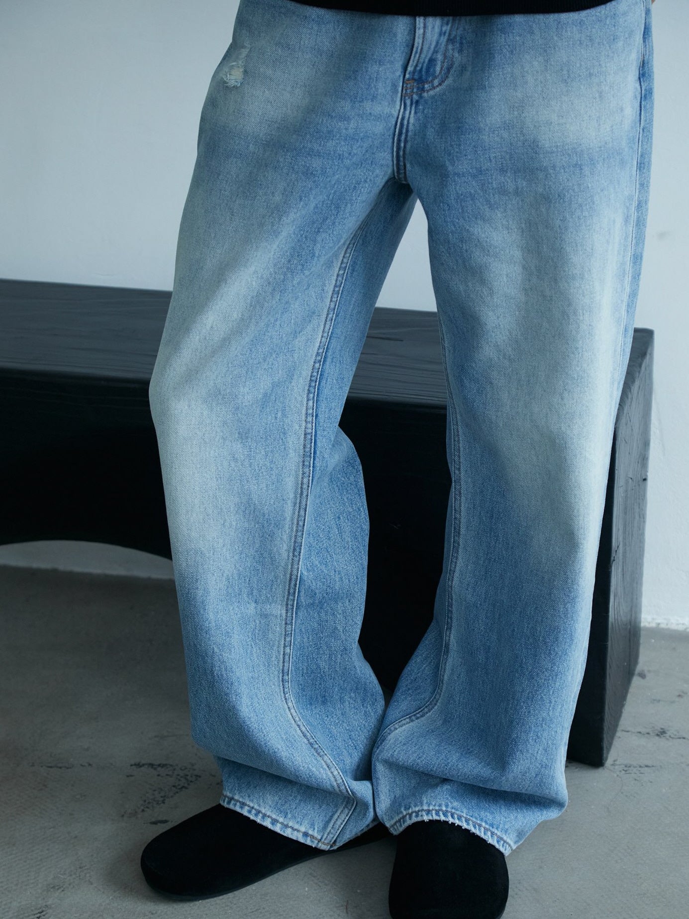 Ice Blue Washed Baggy Jeans