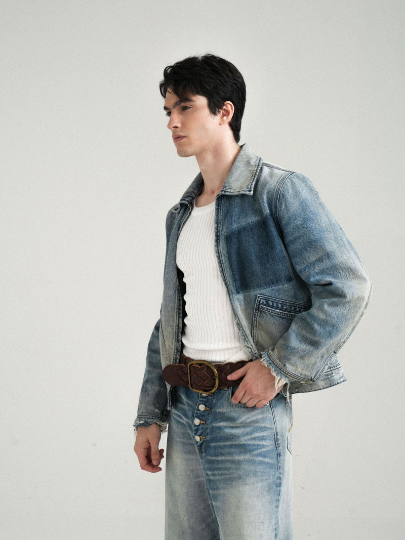 Gradient Zip Denim Jacket