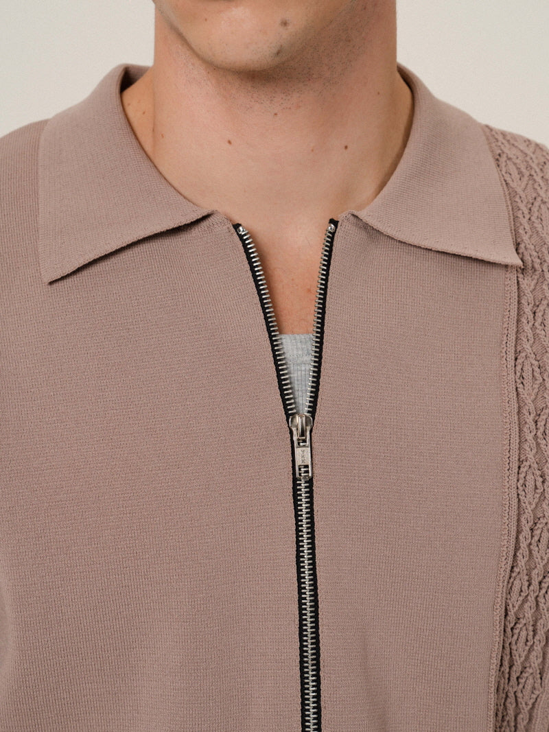 Cropped Jacquard Zip Jacket