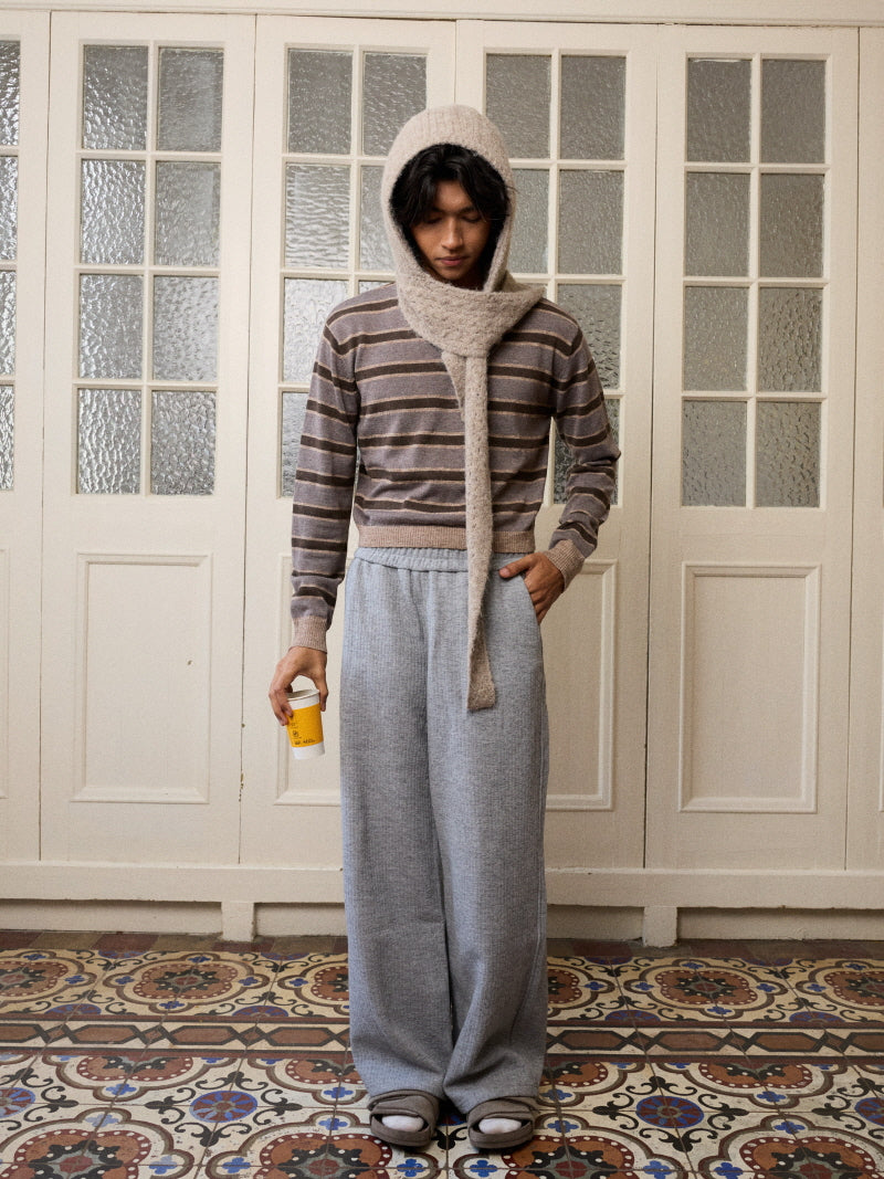 Cropped Stripe V-Neck Knit