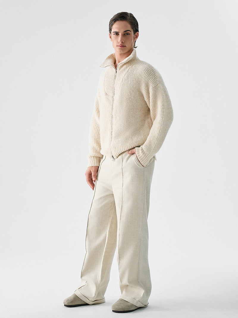 Wool Blend Zip Cardigan