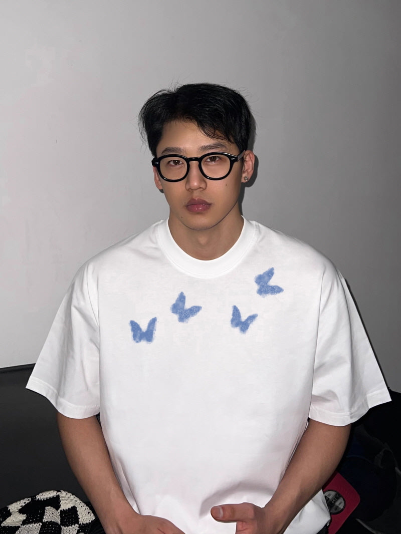 Retro Butterfly Cotton T-Shirt