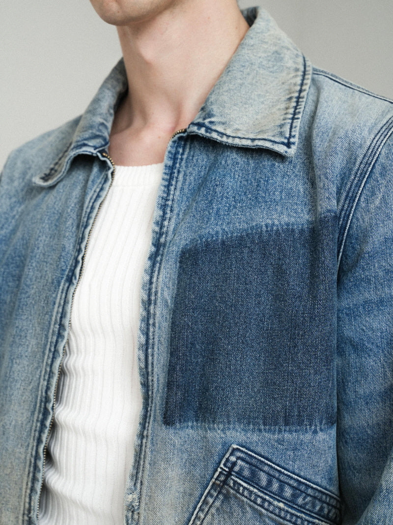 Gradient Zip Denim Jacket