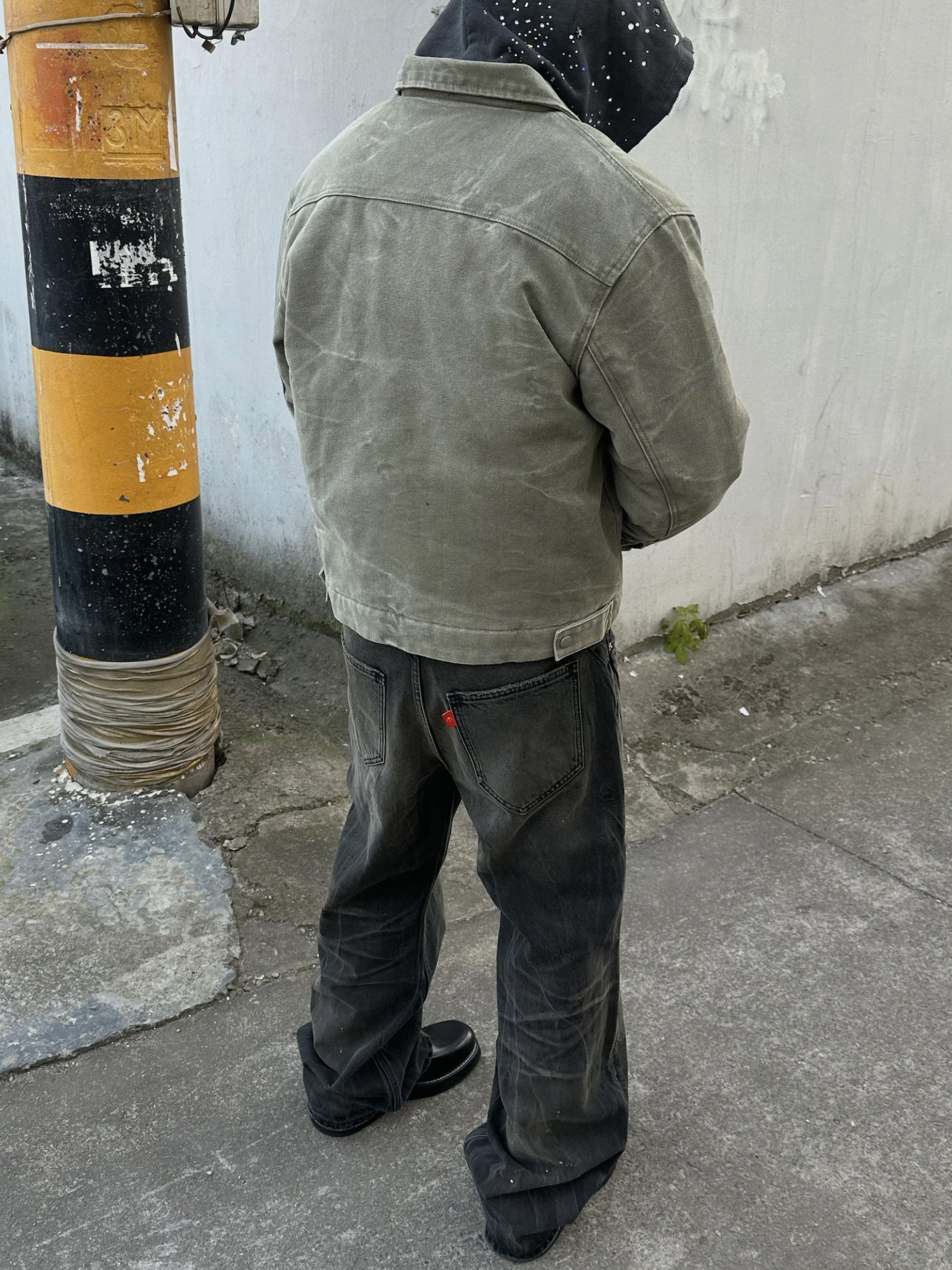 Distressed Lightning Canvas Coach Jacket