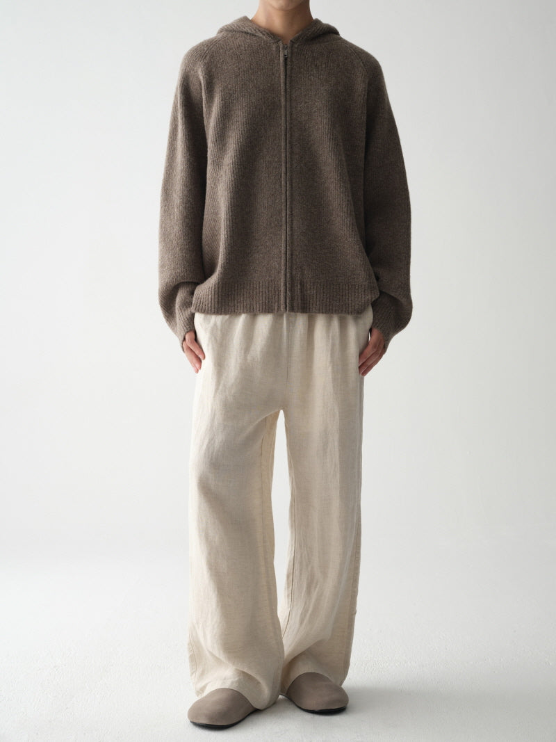 Chunky Hood Zip Knit Jacket