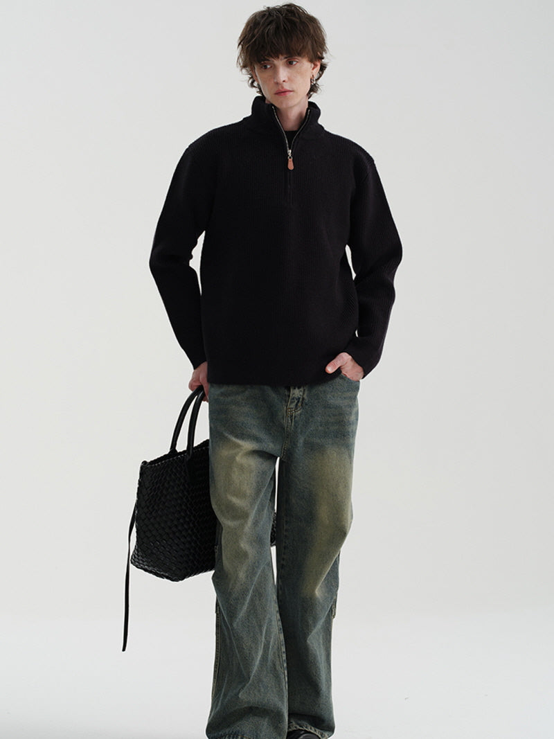 Vintage Half-Zip Rib Knit
