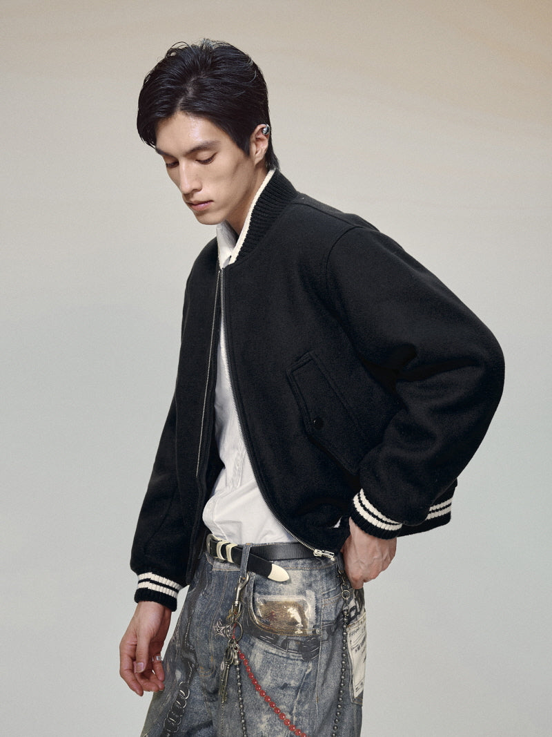 Wool Blend Padded Bomber