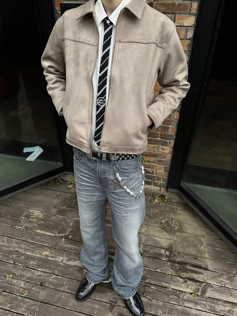 Suede Fleece Lapel Jacket