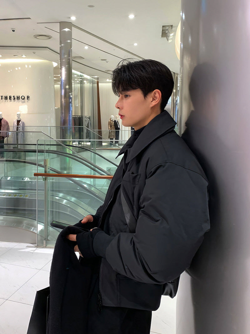 Black Lapel Bomber Jacket