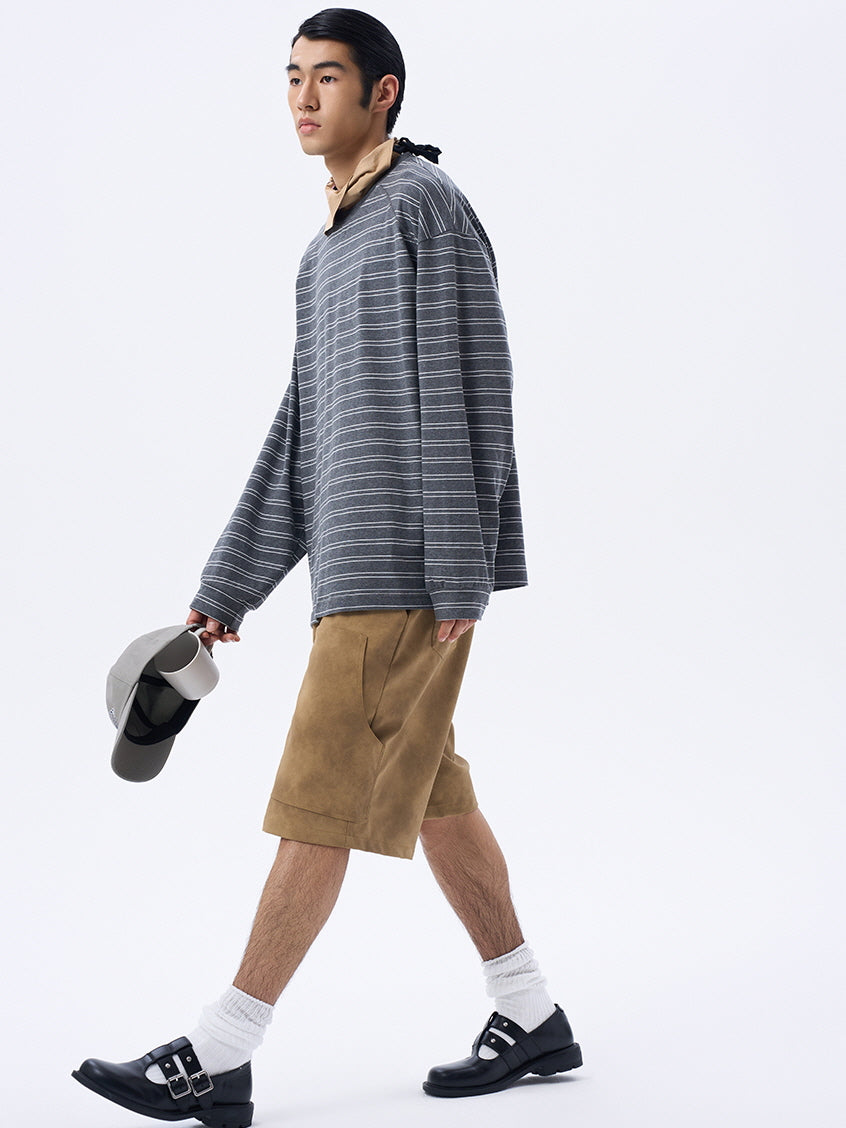 Beige Suede Cargo Pants