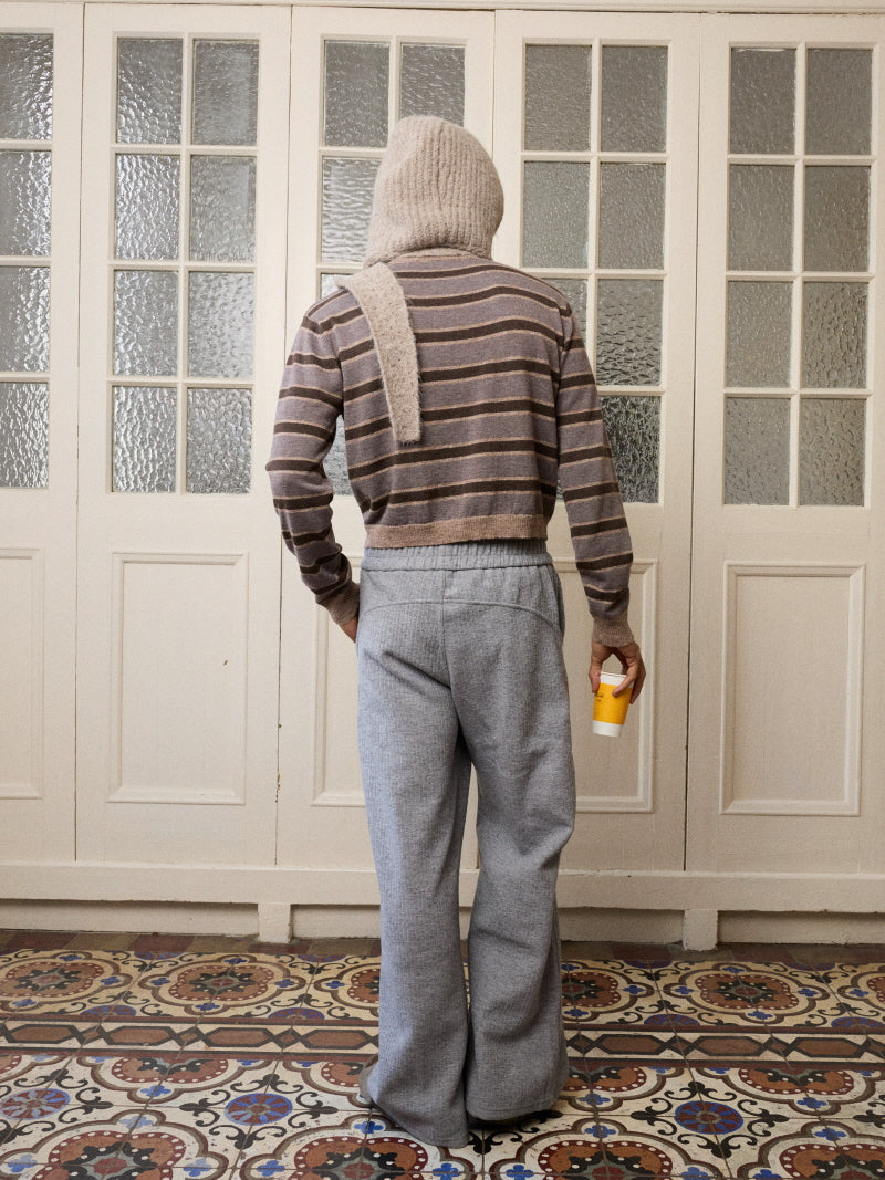 Cropped Stripe V-Neck Knit