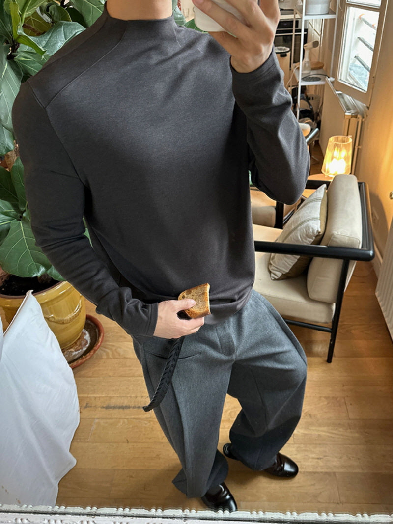 Velvet Brushed Semi-Turtleneck Tee