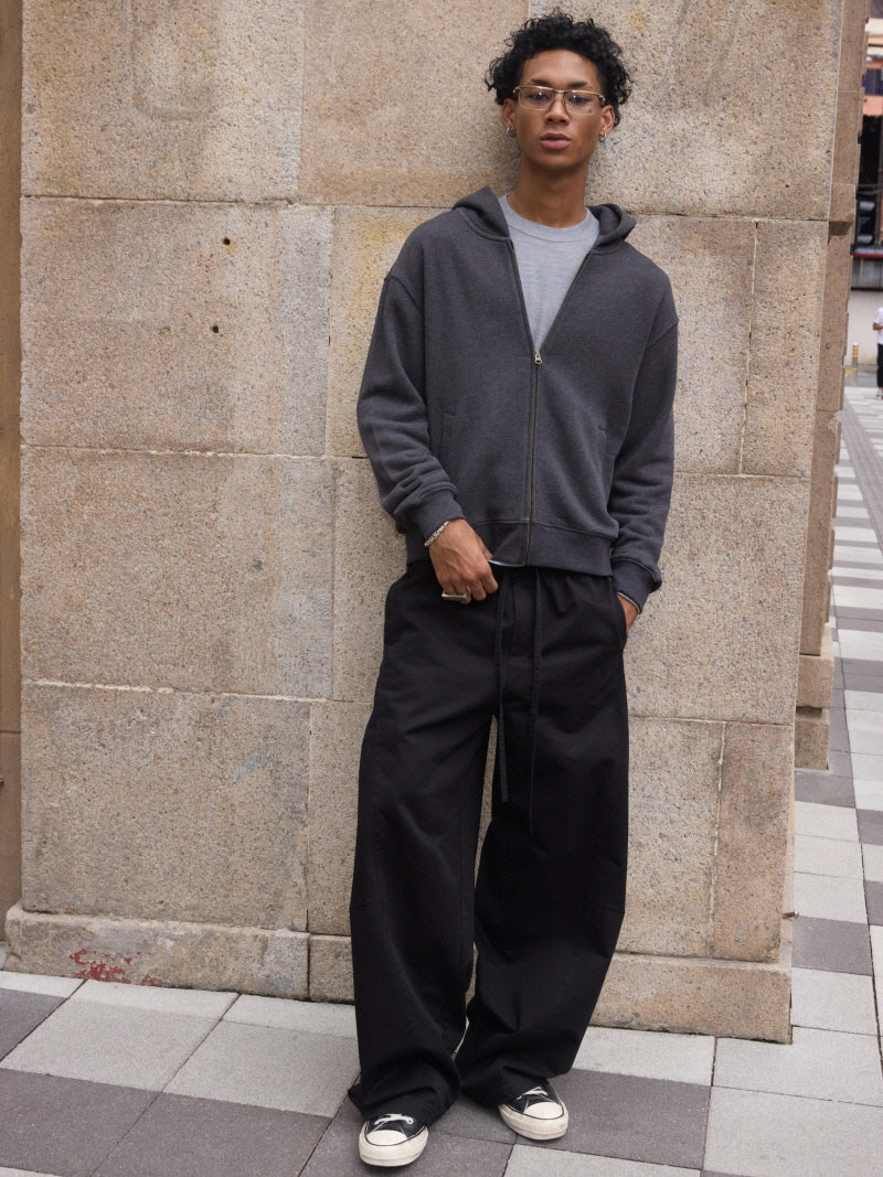 Vintage Textured Zip Hoodie