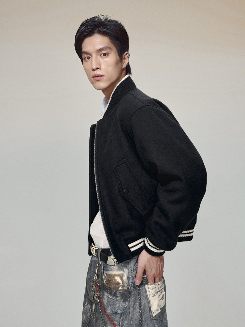 Wool Blend Padded Bomber