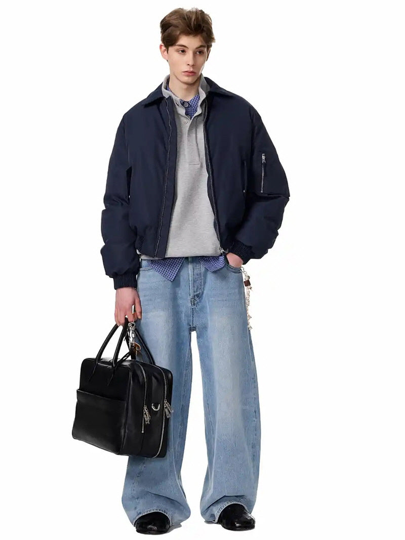 Vintage Washed Wide-Leg Jeans