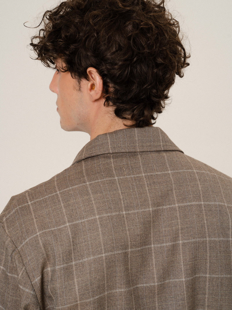 Silk Wool Check Zip Jacket