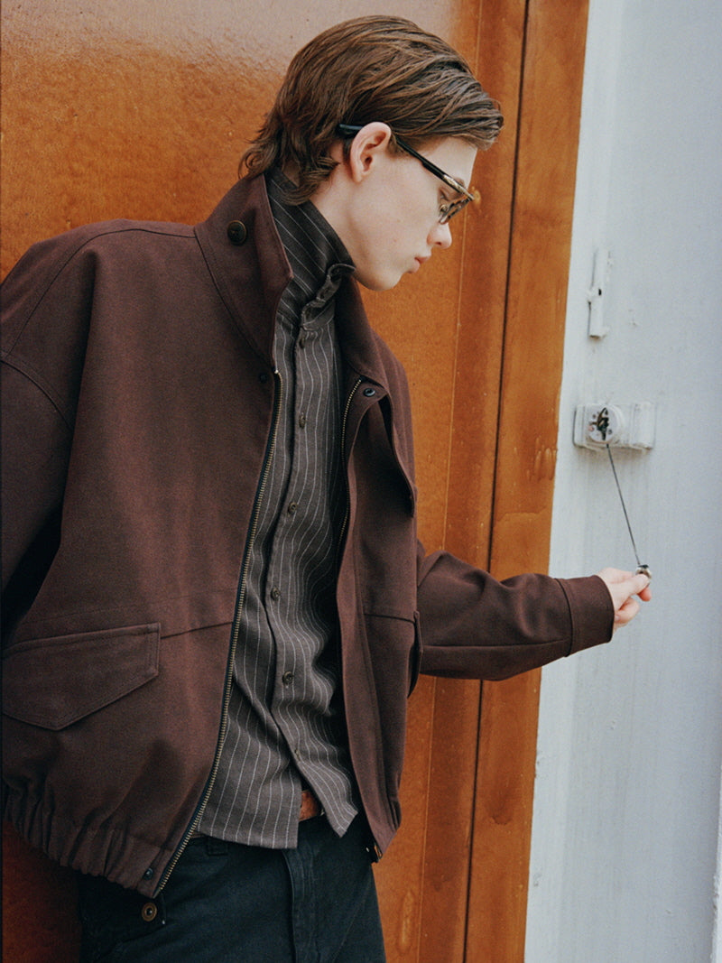 Striped Linen Blend Drape Shirt